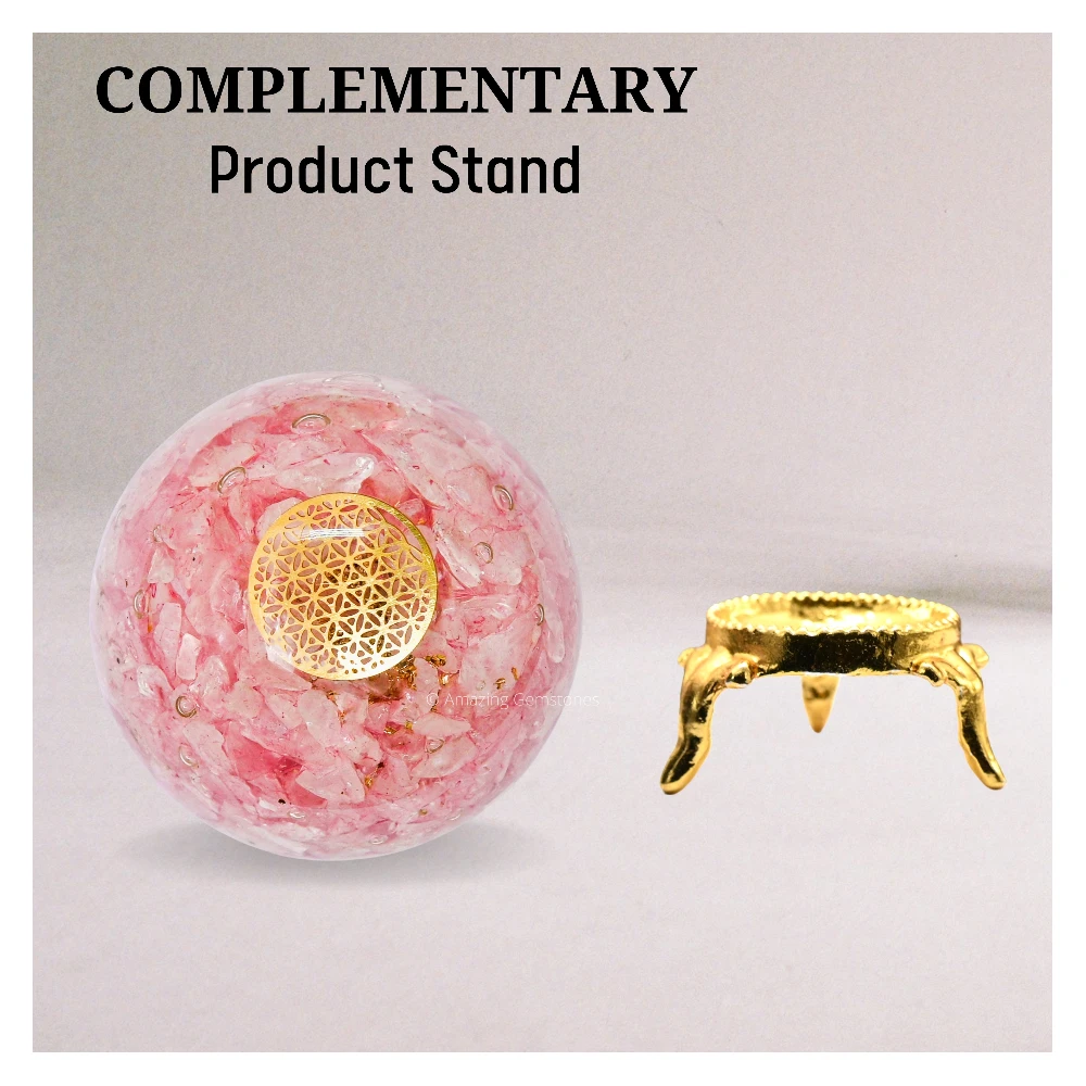 Rose Quartz Orgone Sphere- Flower Of Life (2.5 Inch)