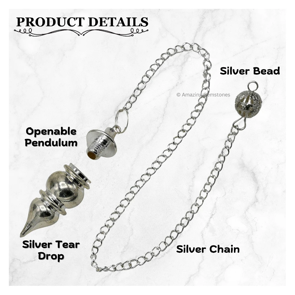 Copper Metal Pendulum - Silver Tear Drop Pot Chamber (MP20)
