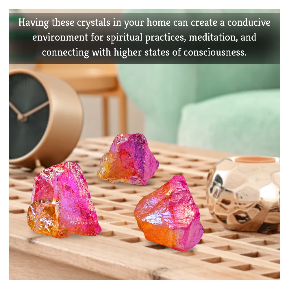 Rose-Tangerine Aura Quartz Raw Crystals (2 Pieces)