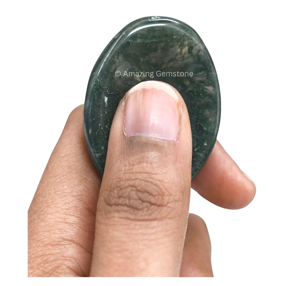 Moss Agate Worry Stone