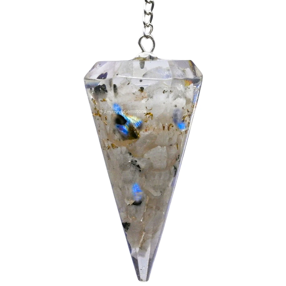 Rainbow Moonstone Orgone Pendulum