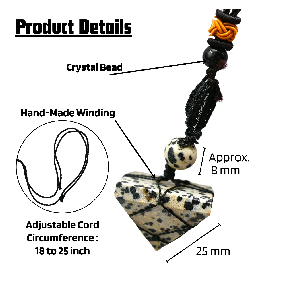 Dalmatian Jasper Pyramid Pendant Necklace (Macrame)