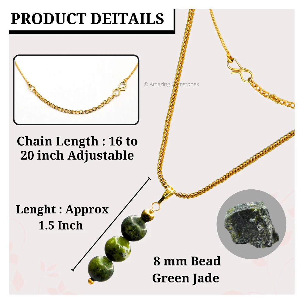 Green Jade Bead Pendant (Gold)