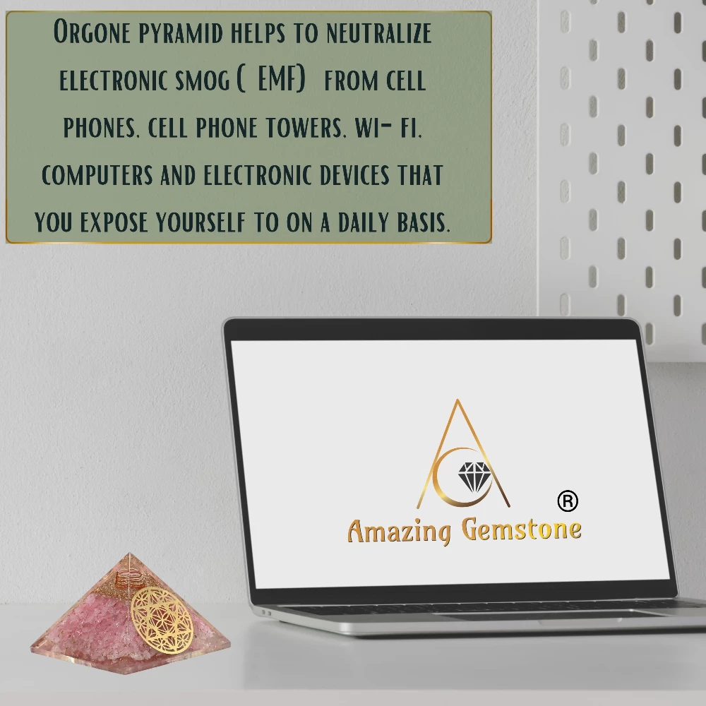 Rose Quartz Orgone Pyramid - Star of David
