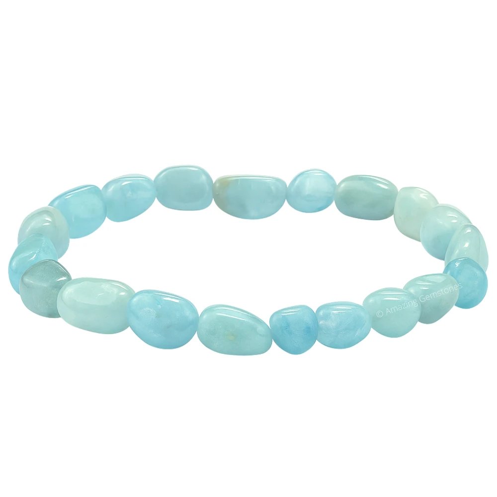 Aquamarine Tumbled Stone Bracelet (Stretchable)