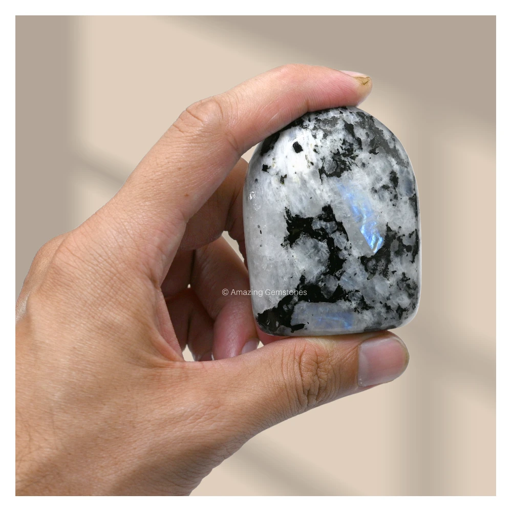 Rainbow Moonstone Standing Palm Stone (Regular)