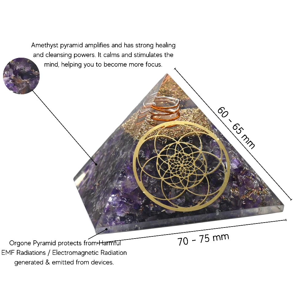 Amethyst Orgone Pyramid - Seed of Life