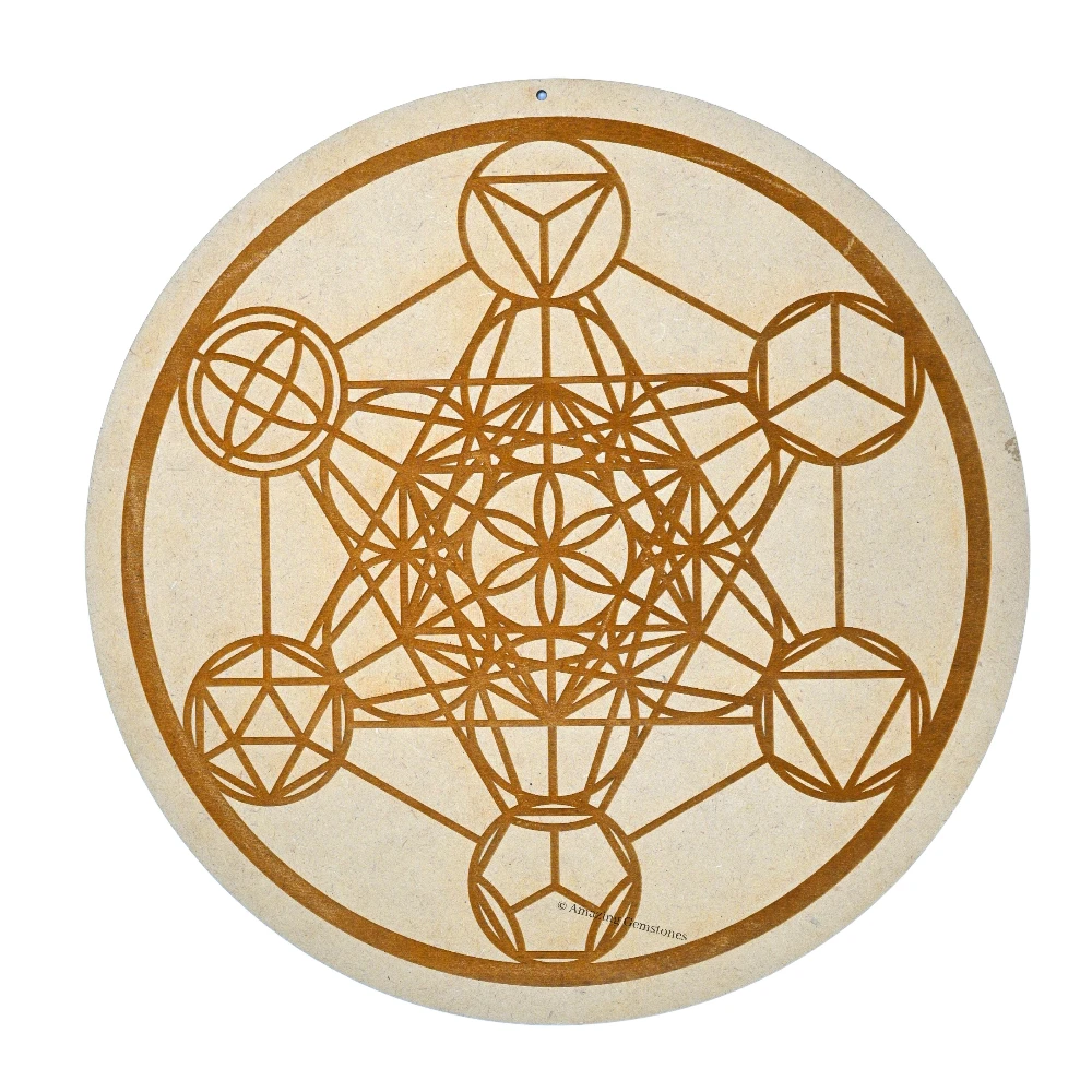 Wooden Crystal Grid Sacred Geometry - Platonic Solid Metatron Cube (12 Inch)