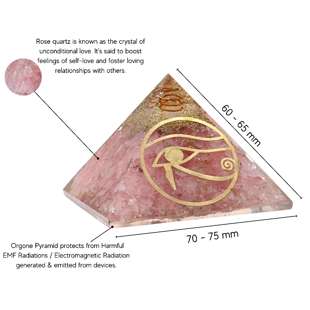 Rose Quartz Orgone Pyramid - Eye of Horus