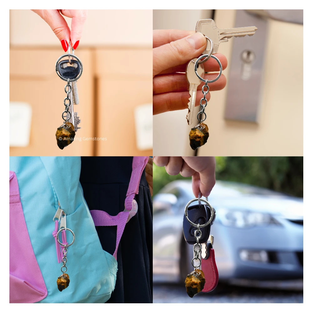 Tiger Eye Keychain Keys Holder (Raw)