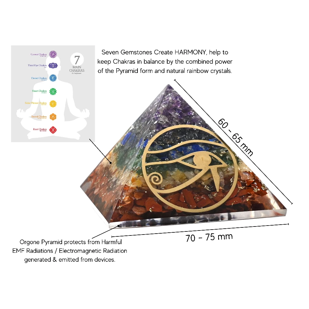 Natural Chakra Orgone Pyramid - Eye of Ra