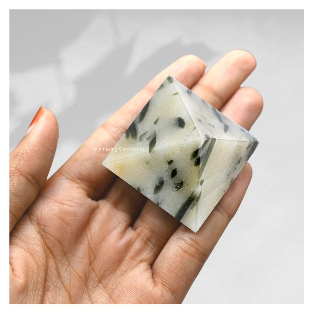 Green Tourmaline in Quartz Pyramid (1.5 Inch)