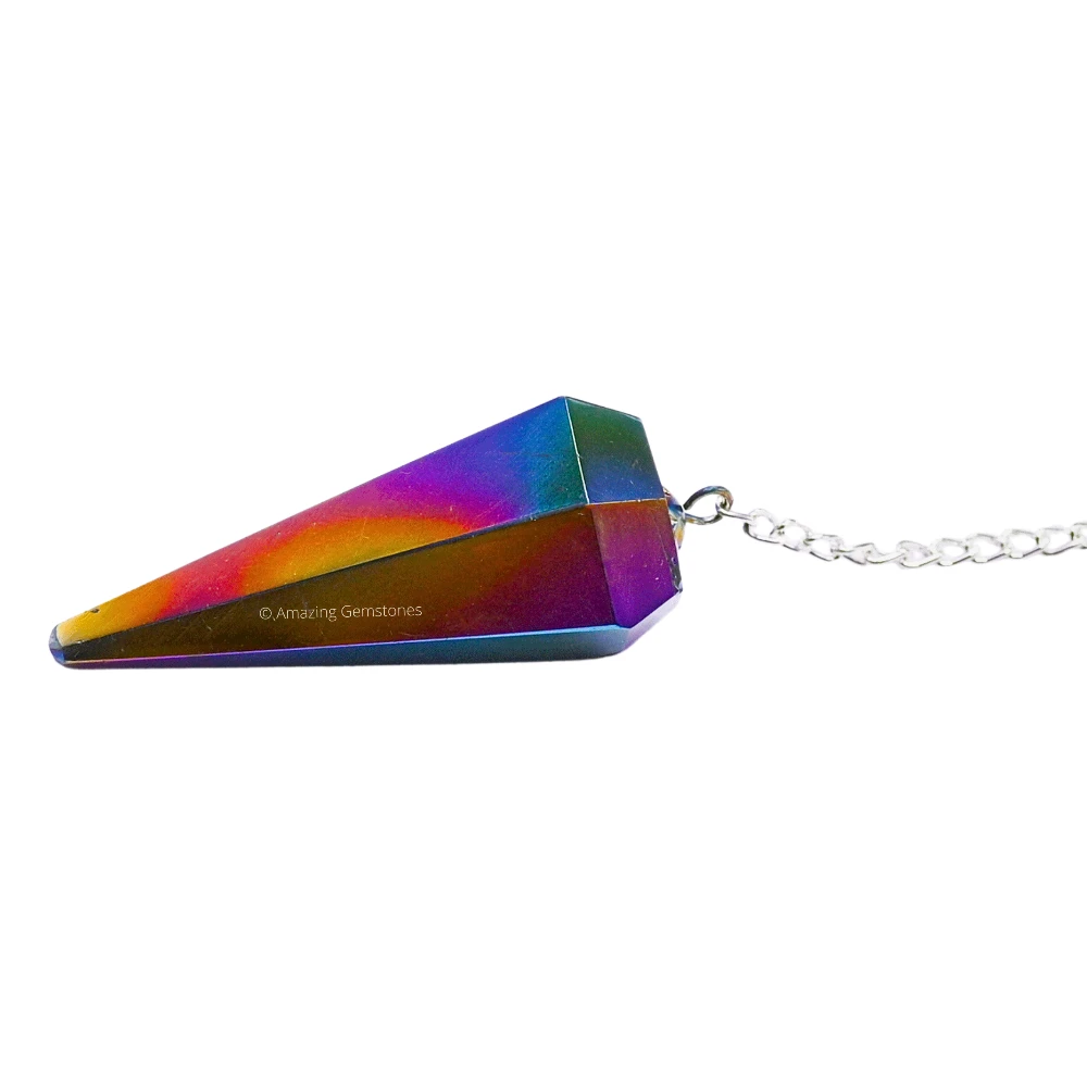 Titanium Aura Quartz Pendulum