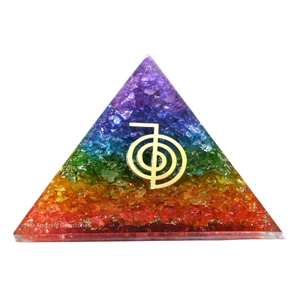 Chakra Onyx Orgone Pyramid - Reiki