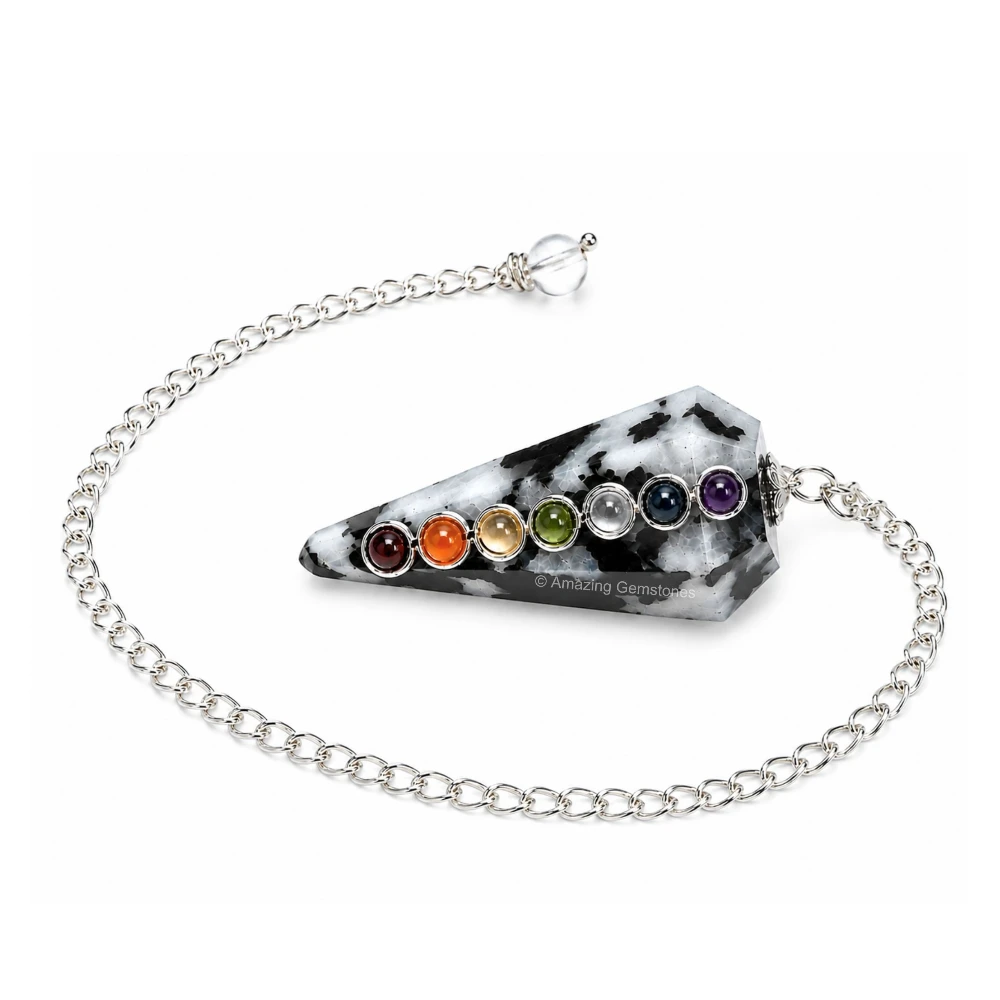 Rainbow Moonstone Chakra Crystal Pendulum