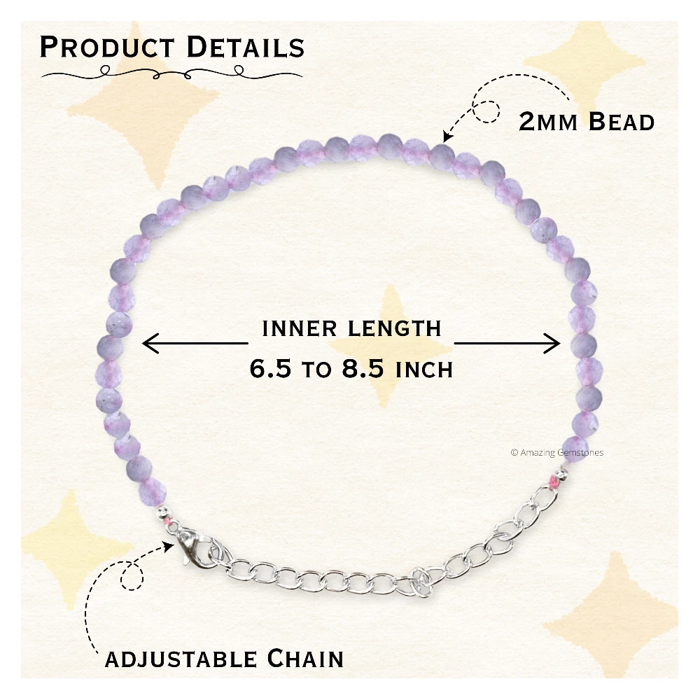 Morgonite Crystal Bracelet - 2mm Faceted Bead (Silver)
