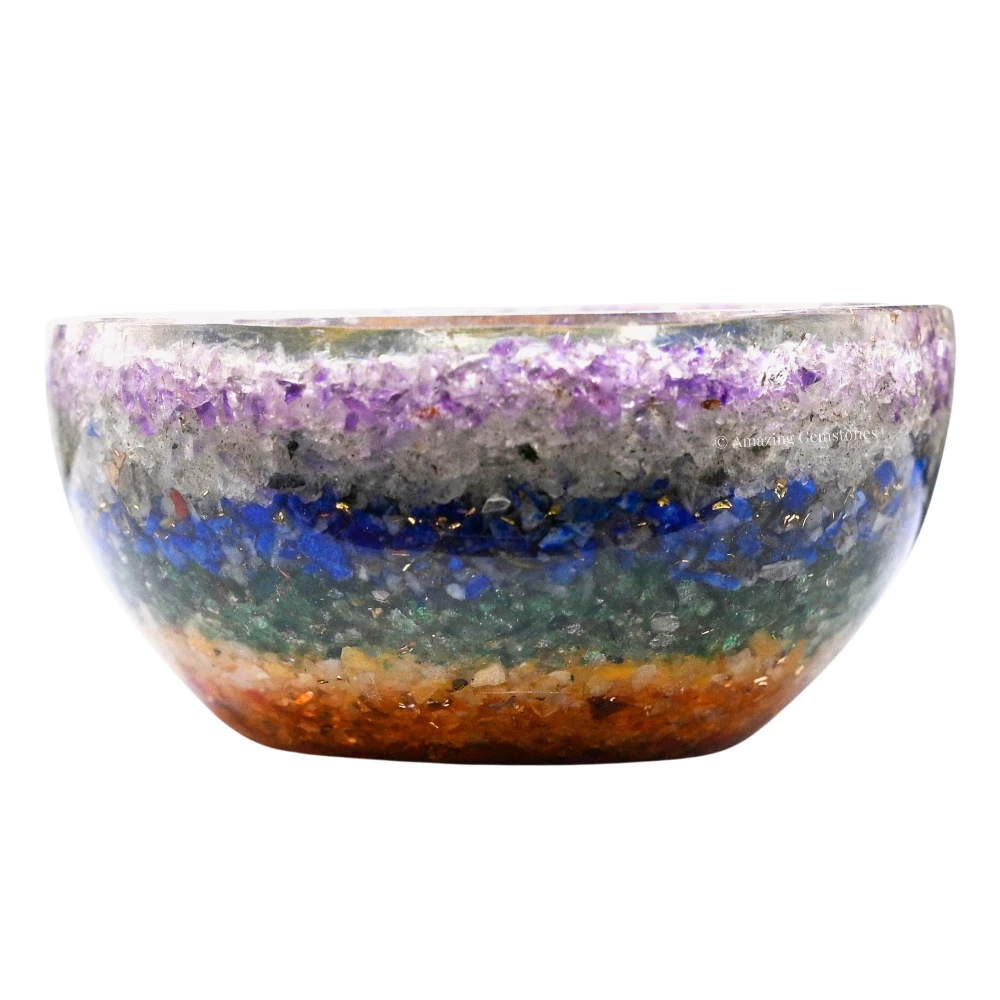 Chakra Layer Crystal Orgone Bowl (2 Inch)