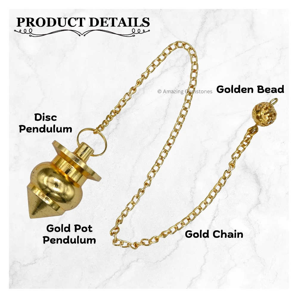 Copper Metal Pendulum - Gold Pot with Disc (MP80)