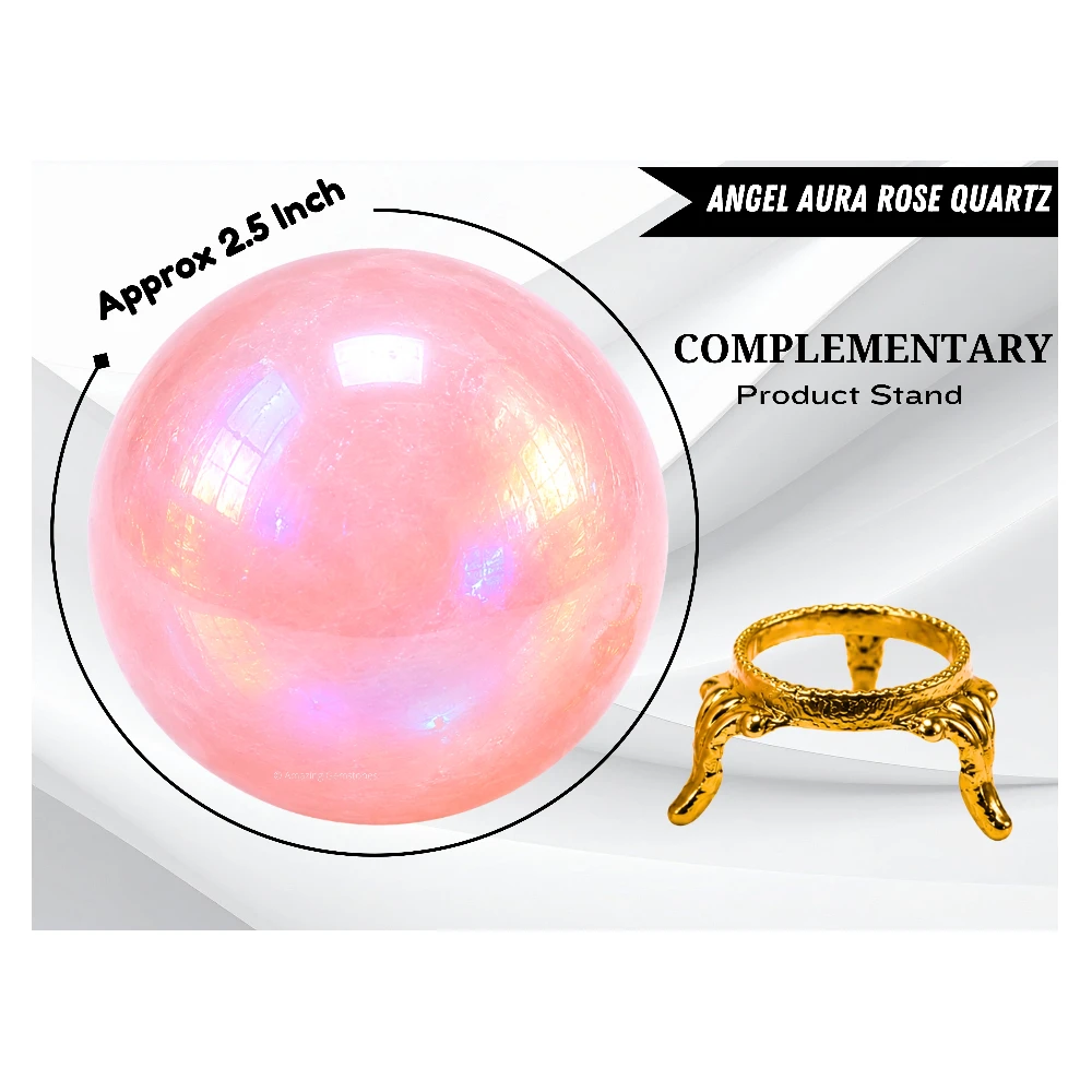 Large Angel Aura Rose Quartz Sphere (2.5 Inch)