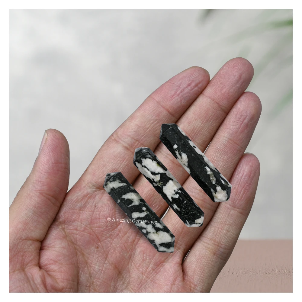 Black and White Tourmaline Pencil Points (Double Terminated) (Set of 10)