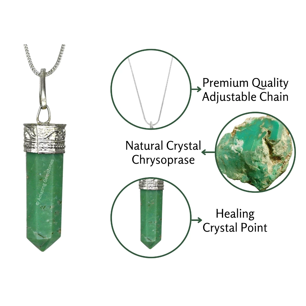 Chrysoprase Necklace - Pencil Point (Silver)