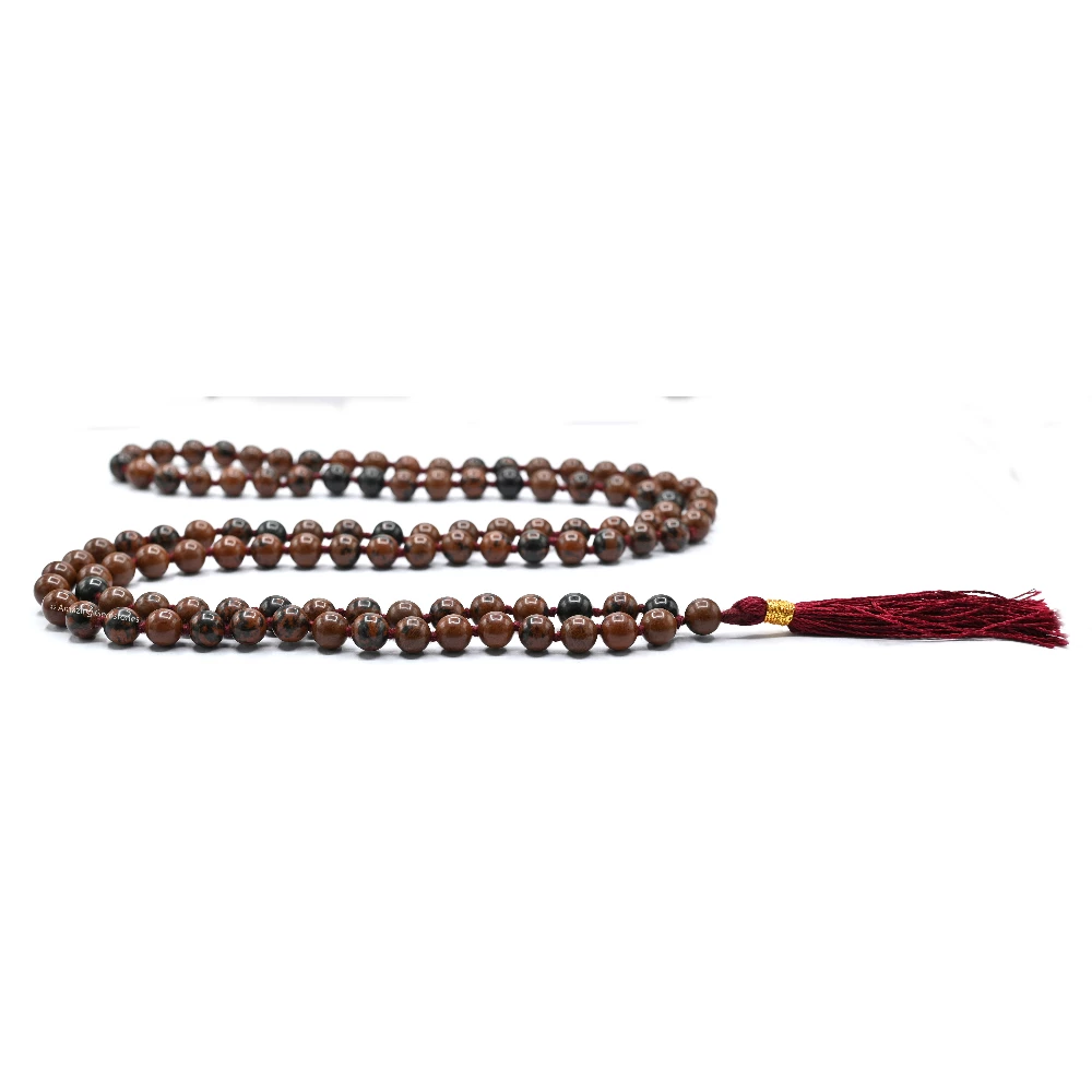 Mahogany Obsidian Mala (Hand Knotted)