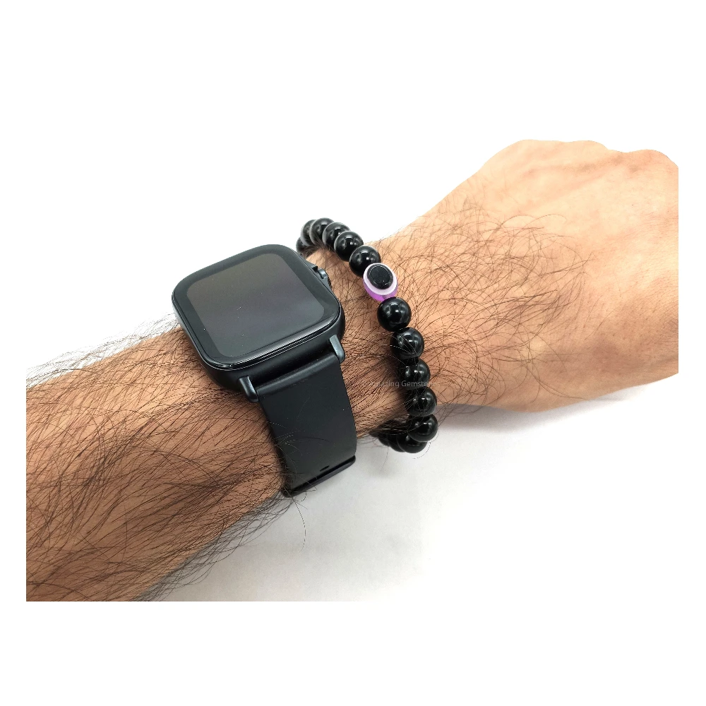 Purple Evil Eye and Black Obsidian Bracelet