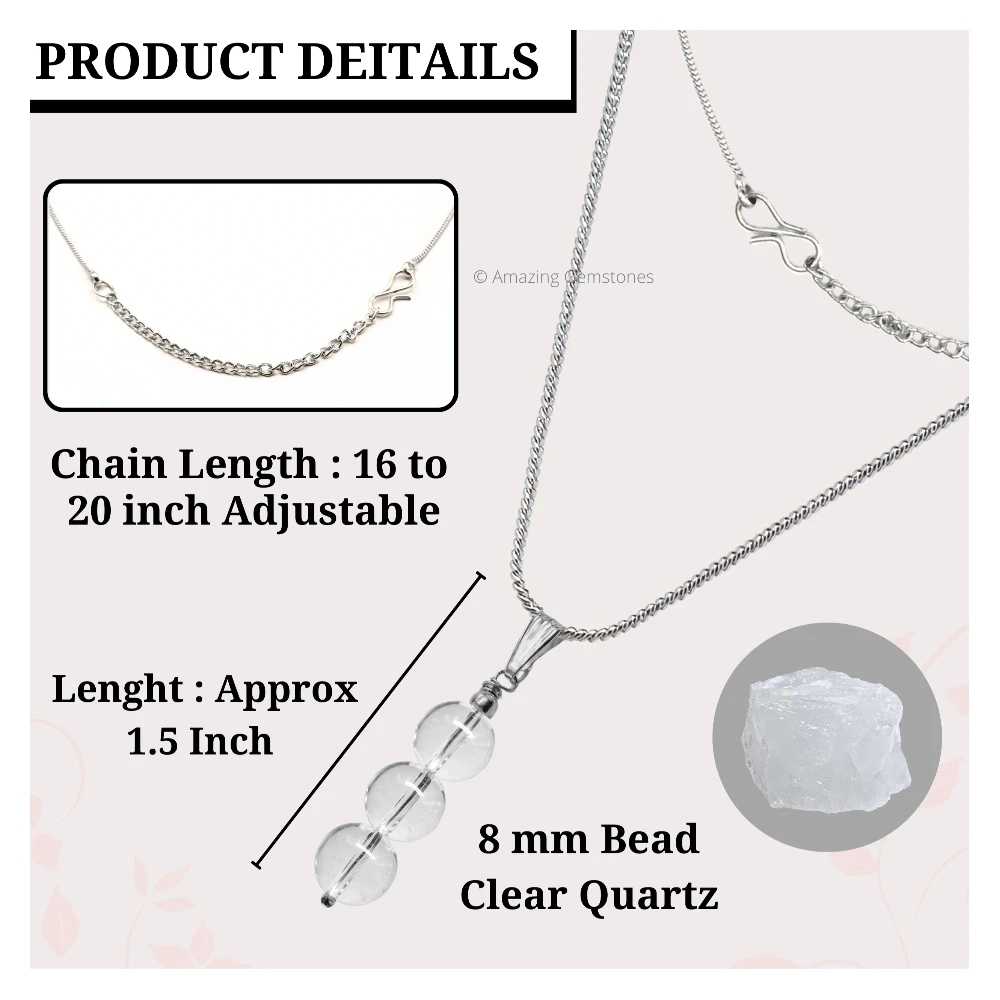 Clear Quartz Bead Pendant (Silver)