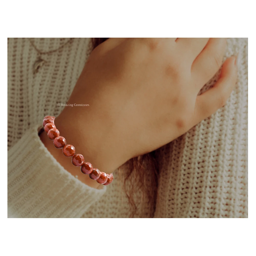 Red Jasper Bracelet (Faceted) (Adjustable)