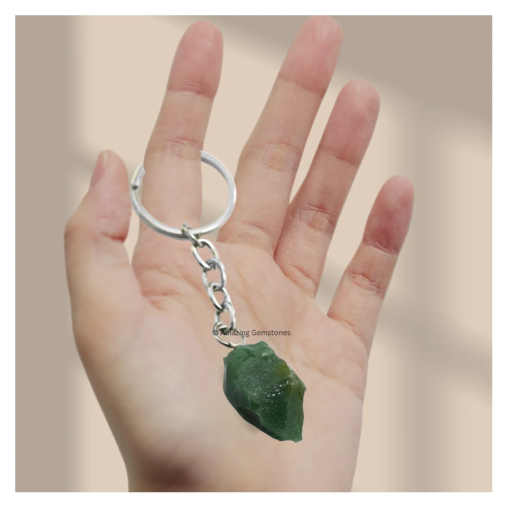 Green Aventurine Keychain Keys Holder (Raw)