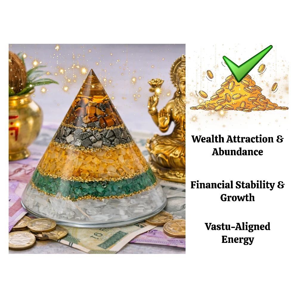 Dhanyog Orgone Pyramid to Attract Wealth and Financial Prosperity (Conical)