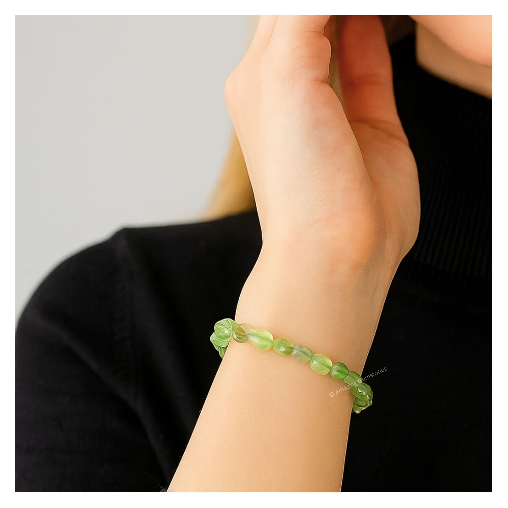 Prehnite Tumbled Stone Bracelet (Stretchable)