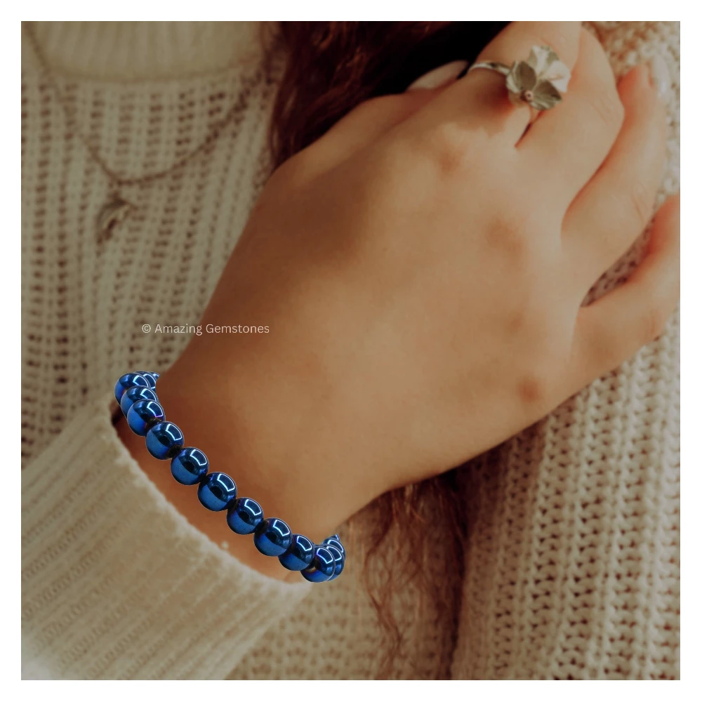 Blue Hematite  Bracelet (Adjustable)