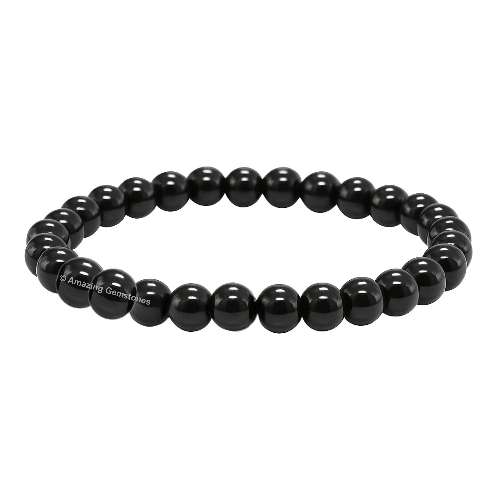 Black Tourmaline Healing Crystal Bracelets - 6mm Beads