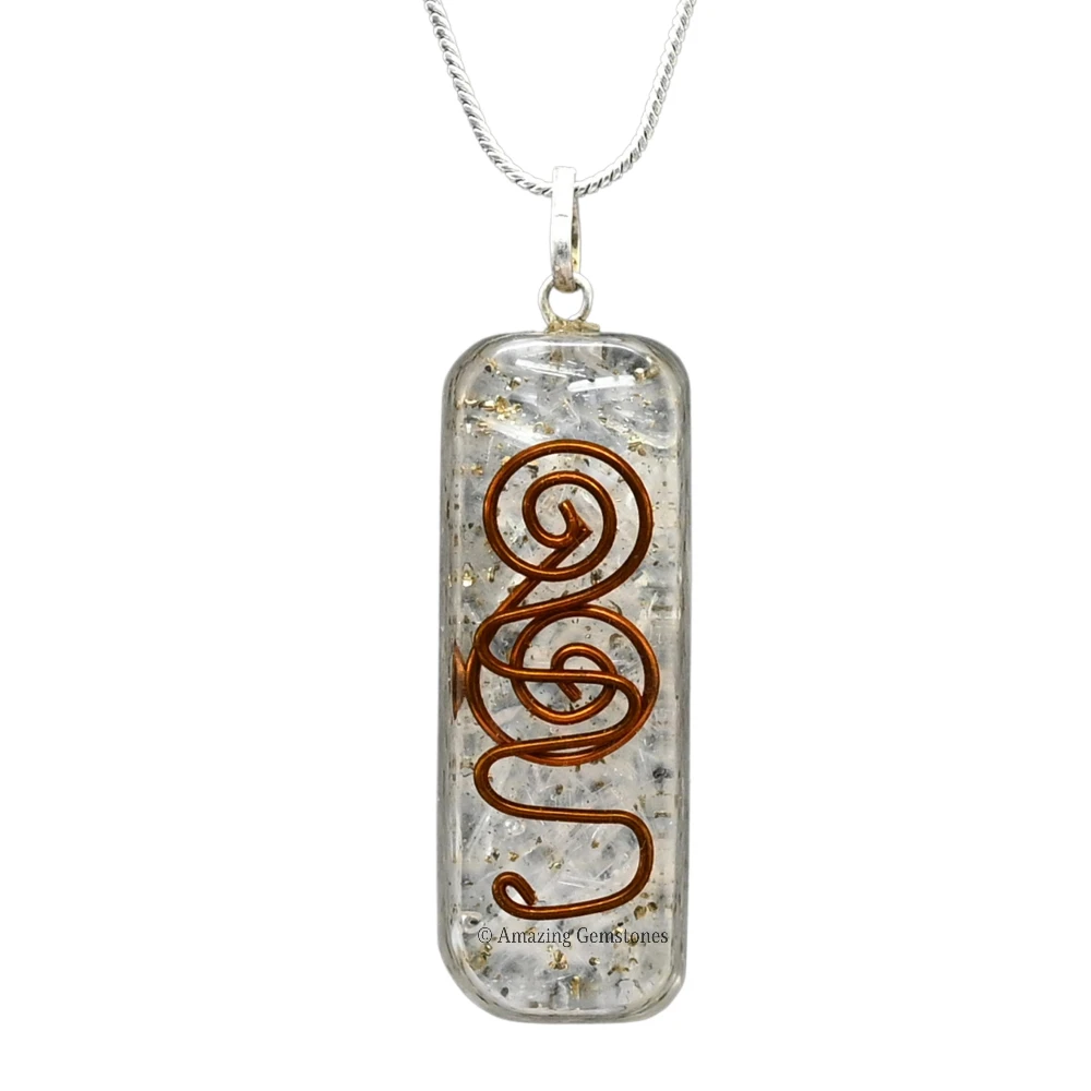 Selenite Crystal Orgone Pendant - Rectangle