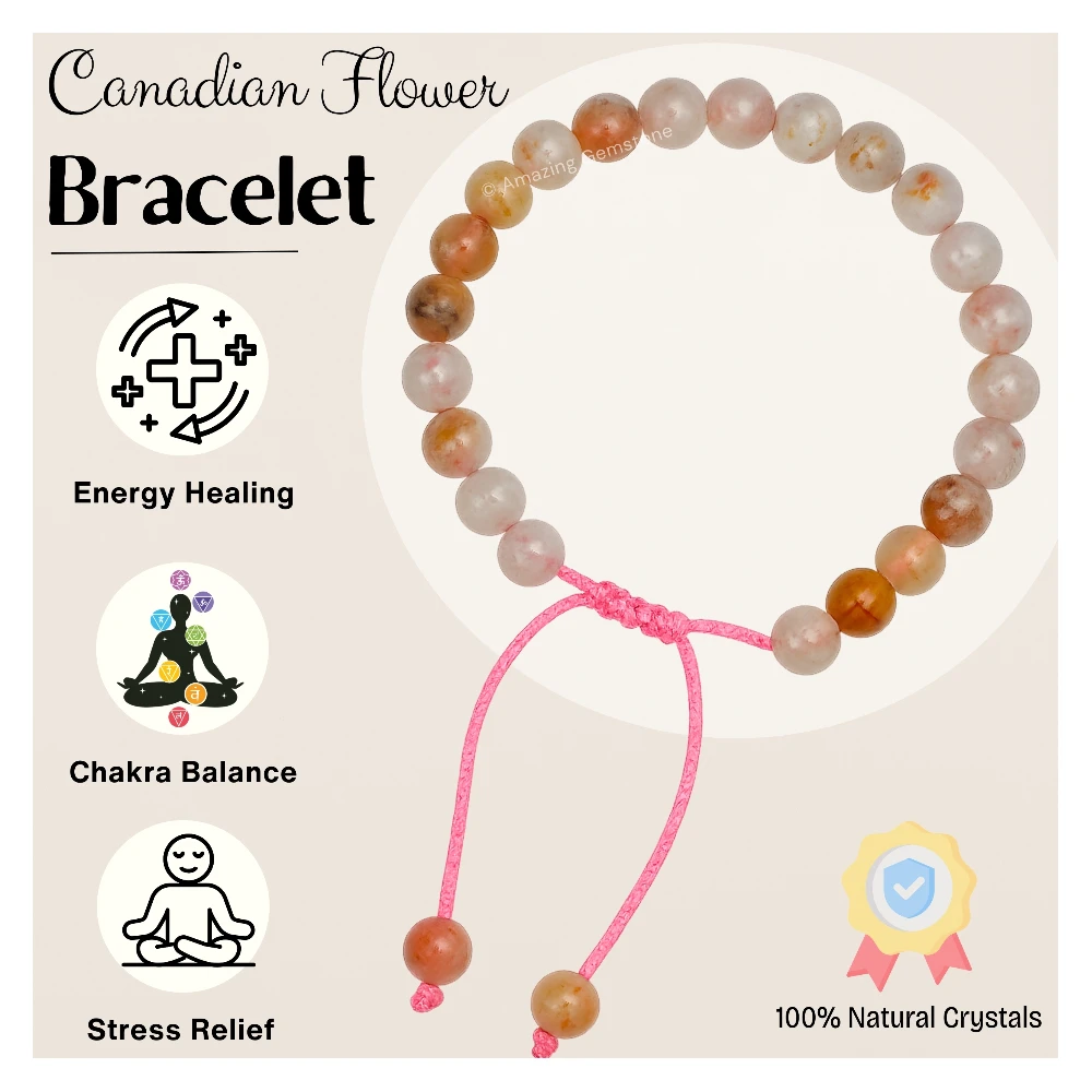 Canadian Flower Agate Bracelet (Adjustable)