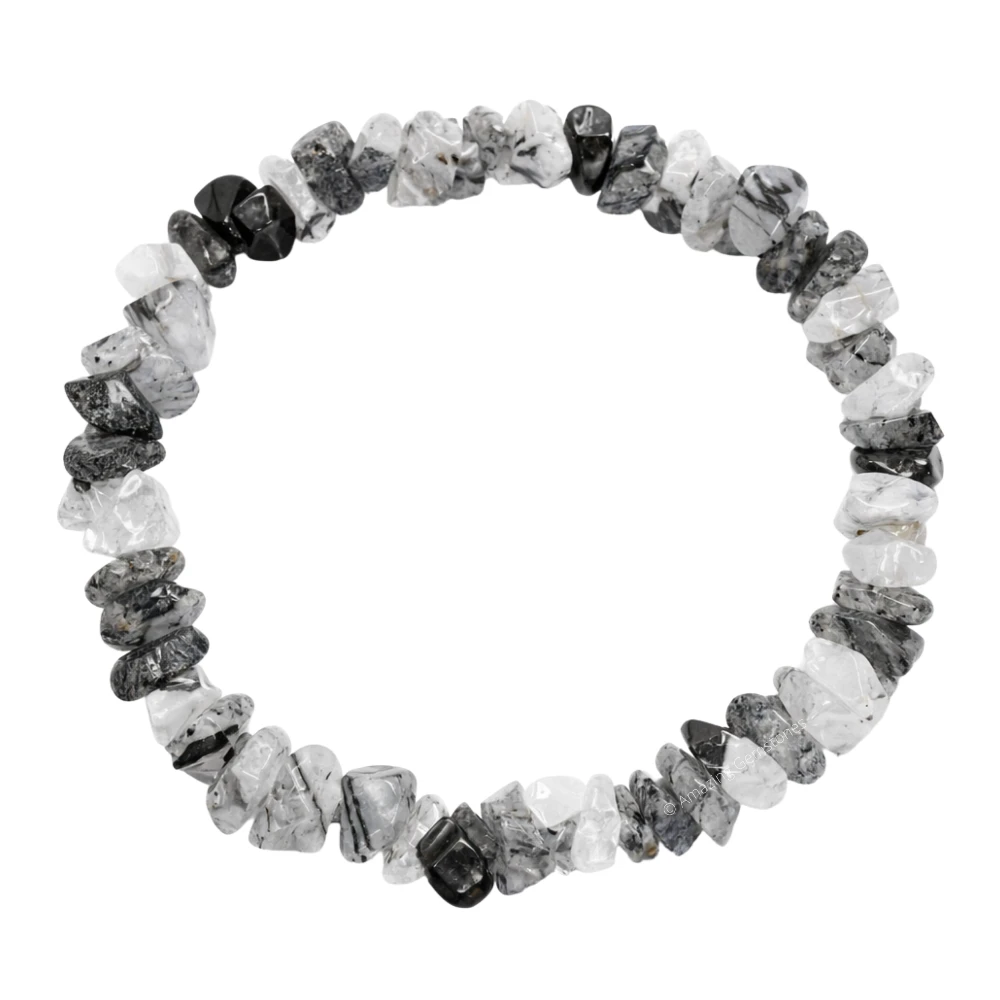 Black Rutilated Quartz Chips Bracelet