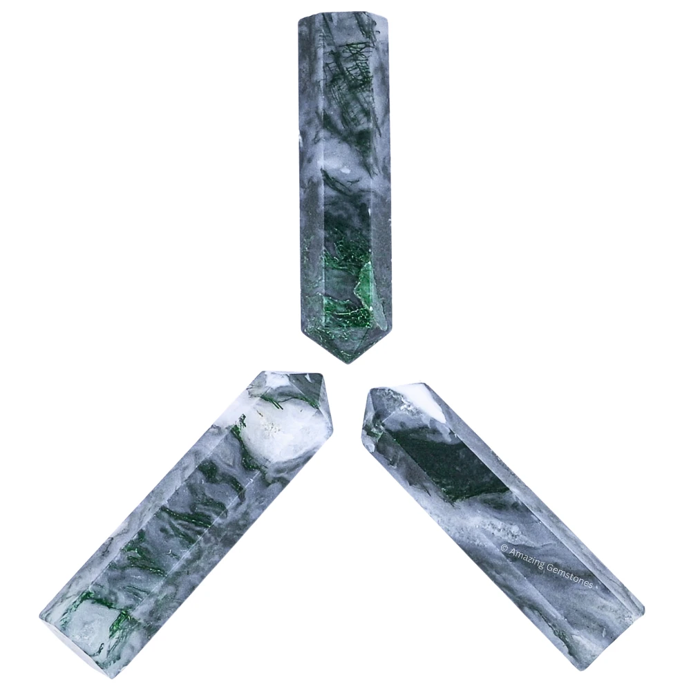Moss Agate Pencil Points (Set of 10)