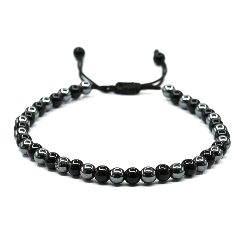 Black Obsidian Hematite Anklet (Without Knot)