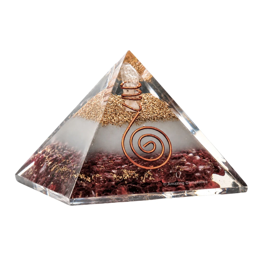 Garnet Orgone Pyramid - Glow in Dark