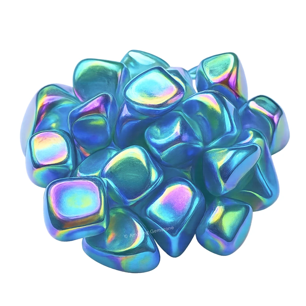 Tumbled Aqua Aura Quartz Crystals (1000+ Carats)