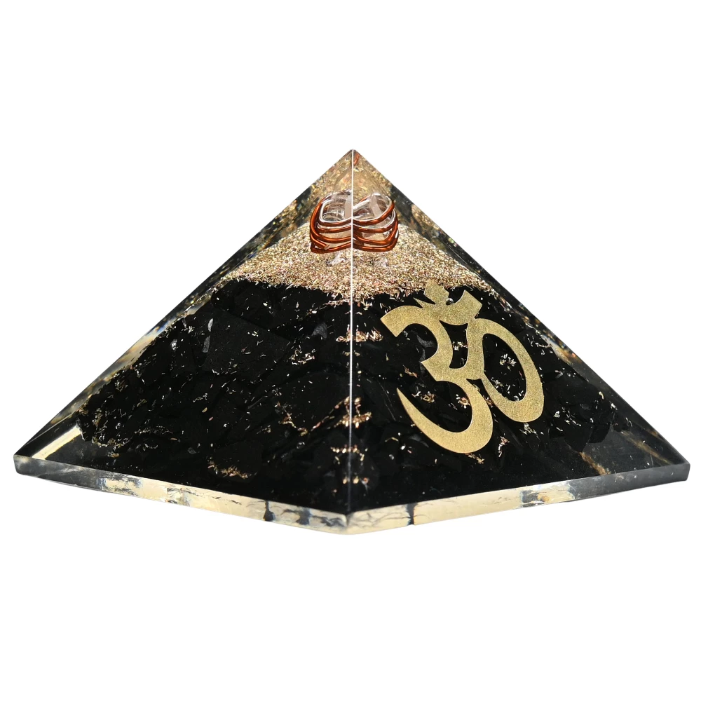 Black Tourmaline Orgone Pyramid - OM