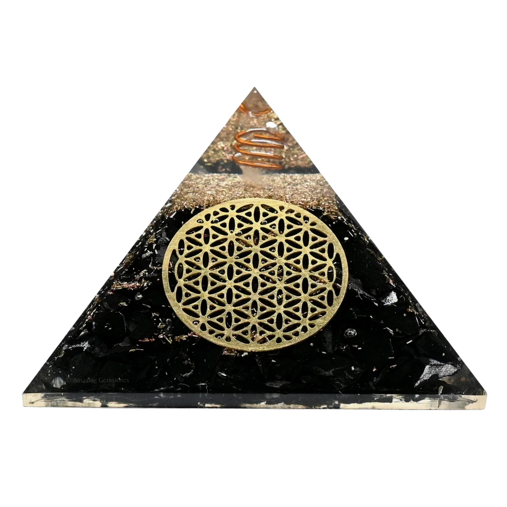 Shungite Orgone Pyramid - Flower of Life