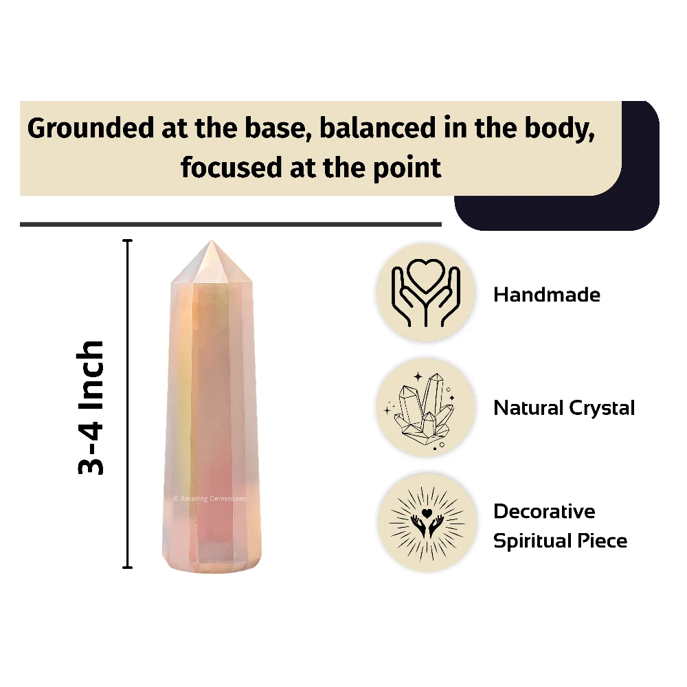 Angel Aura Rose Quartz Tower (3" to 4" inch)