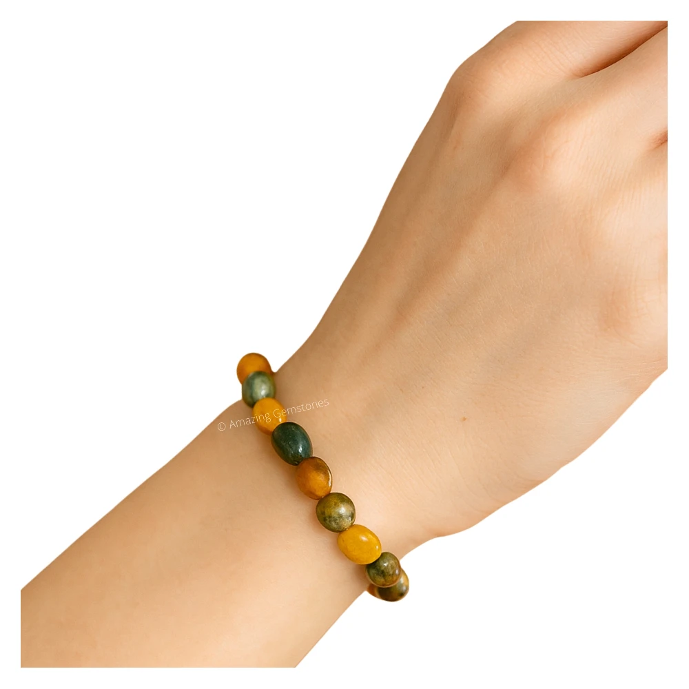Fancy Jasper Tumbled Stone Bracelet (Stretchable)