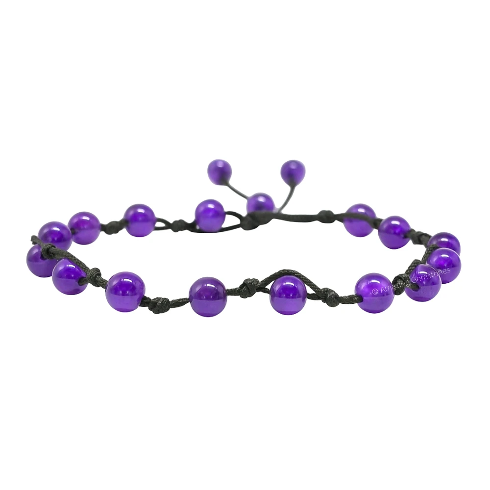Amethyst Anklet (Hand Knotted)