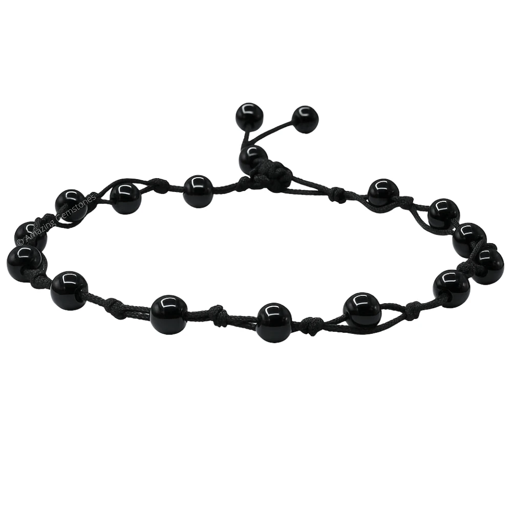 Black Obsidian Anklet (Hand Knotted)