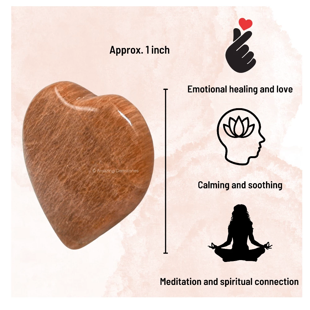 Peach Moonstone Heart (Pack of 2)