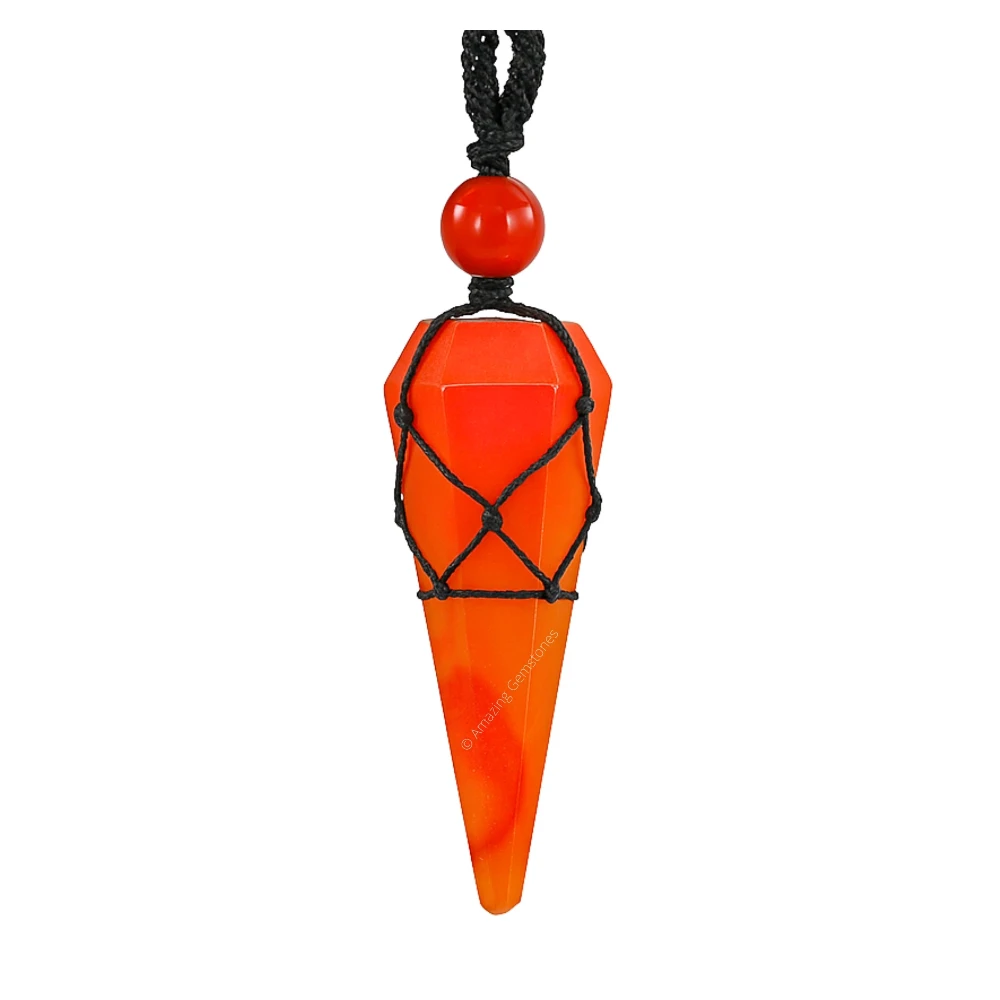 Carnelian Pendulum Pendant Necklace (Macrame)