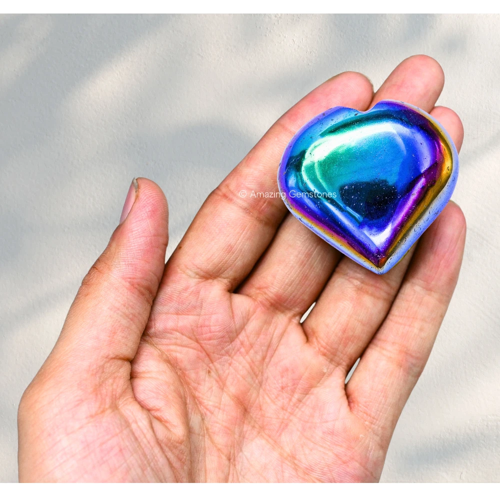 Titanium Aura Quartz Heart